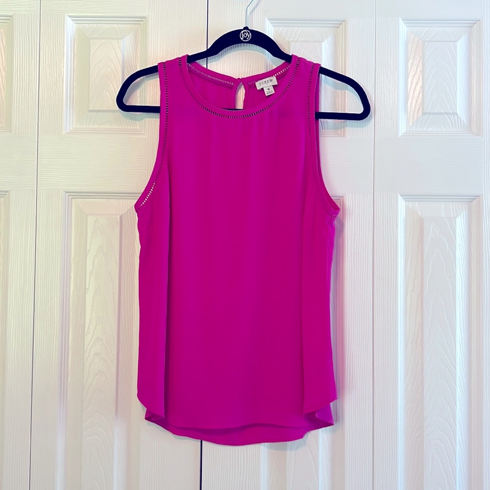 J.Crew Factory fuchsia sleeveless blouse with ladder trim size 8